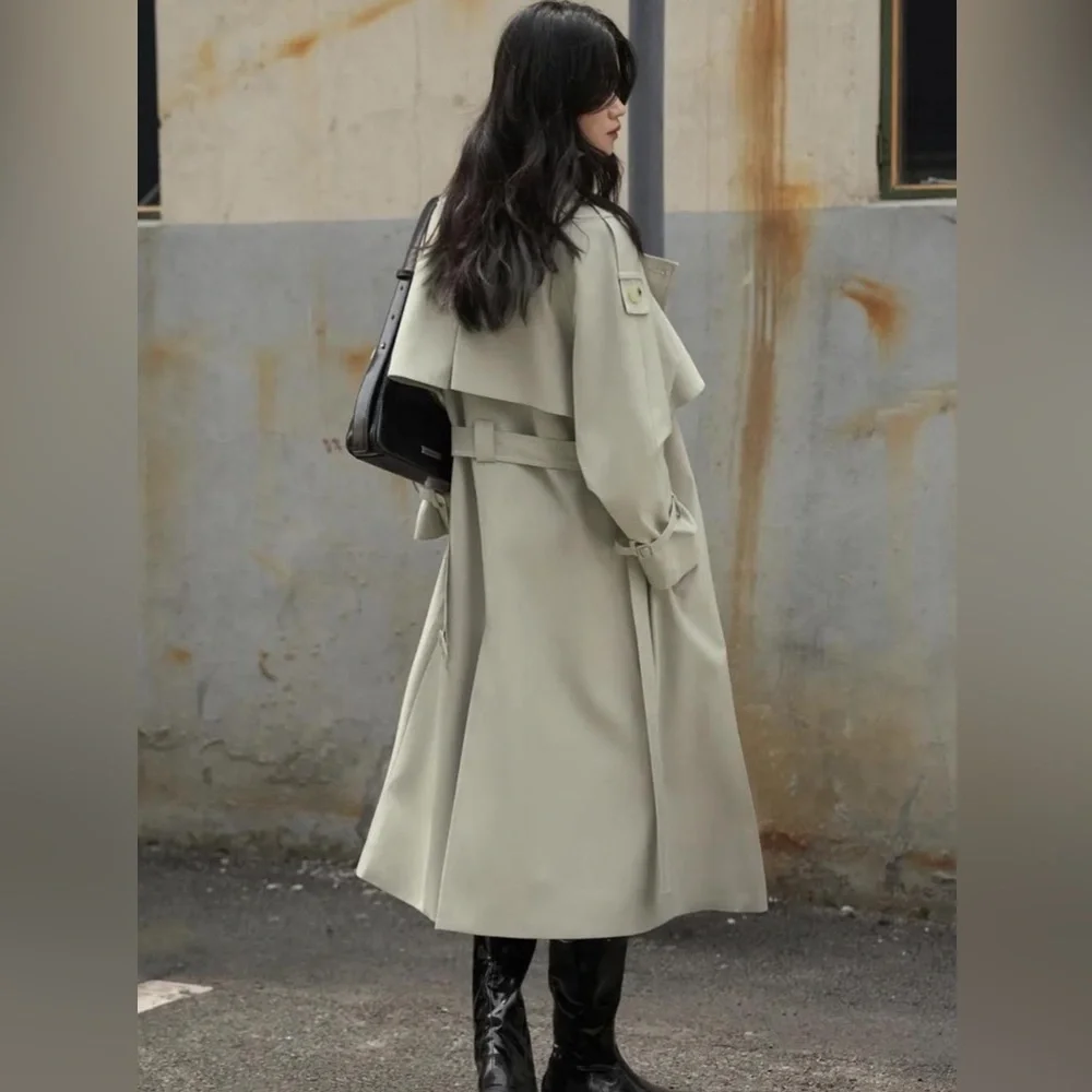 Circlofy contrast double collar layered classic trench coat S - Picture 5 of 13